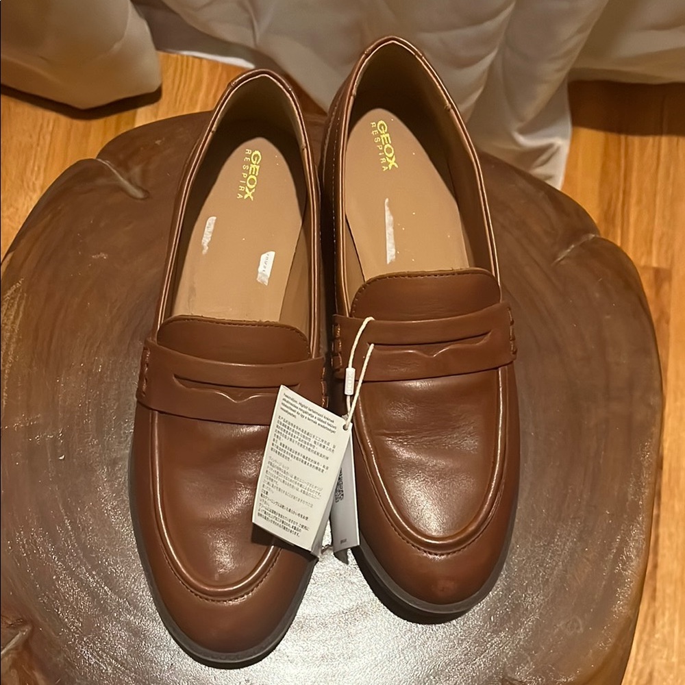 Geox Brown Leather Loafers